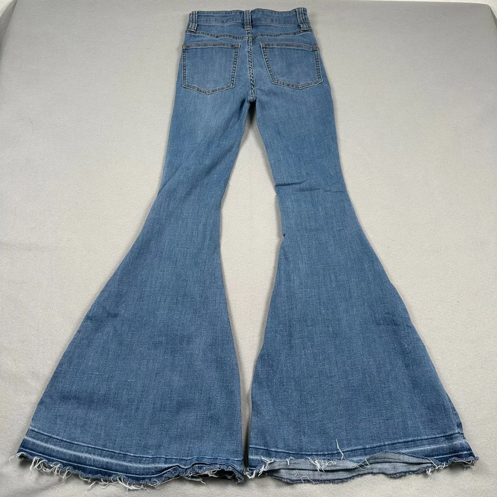 Free People Irreplaceable Flare Jean 25 Button Fly Mid Rise Bell Bottom Festival - Picture 3 of 12